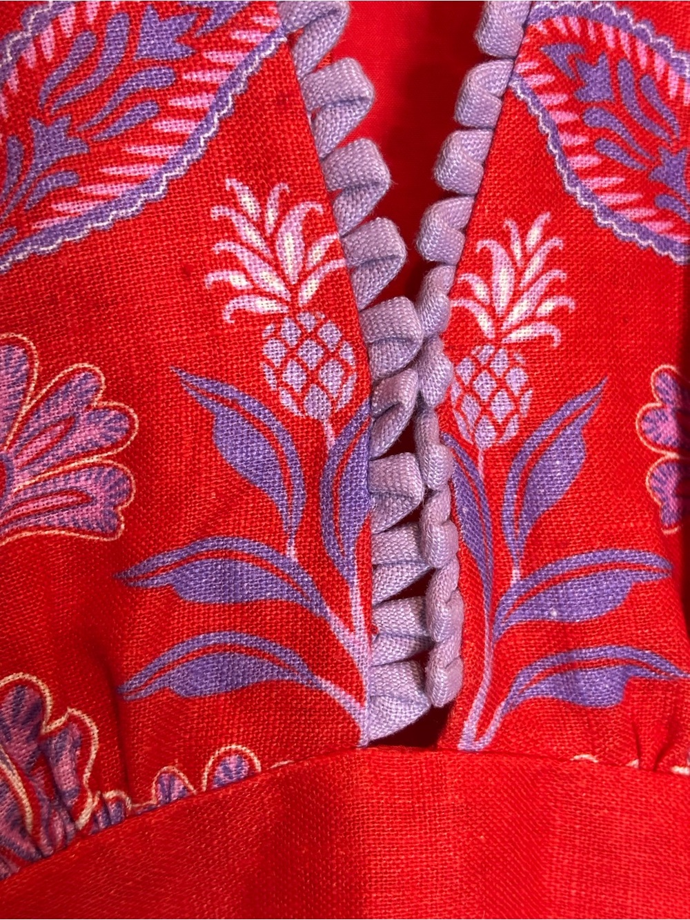 Farm Rio Porcelain Garden Red Purple Sleeveless Deep V Linen Maxi Dress XS - Picture 4 of 12
